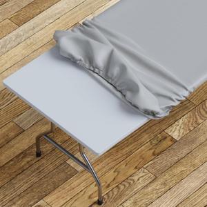 Sorfey Tablecloth -Fitted with Elastic, Vinyl with Flannel Back, Fits for Table 30"x 72" Rectangle,Water Proof, Easy to Clean, Solid Grey Design