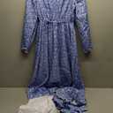 Women Adult Colonial Prairie Costume,Floral Pioneer Dress with Apron and Bonnet, S