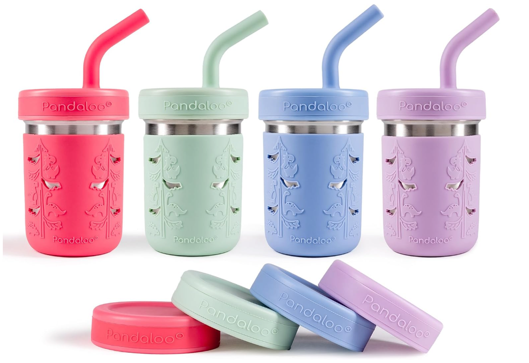 Pandaloo® Smoothie Cups for Kids - Stainless Steel Toddler Tumbler with Straw, Sippy Cup for Smoothies - BPA-Free, Toddler Snack Cups, 10 oz