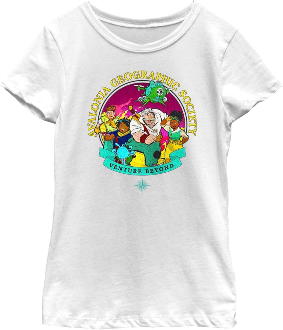 Disney Strange World Vintage Group Girls Short Sleeve Tee Shirt (Medium, White)
