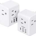 One Beat 2 Pack European Travel Plug Adapter, One Beat International Power Adapter with 3 Outlets 3 USB Ports(1 USB C), Type C Plug Adaptor for US to Europe Italy Spain France Germany Iceland Travel Essentials