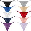 Pack 10 G-String Underwear for Women Lace Thongs Panties, Assorted Different Lace Pattern & Colors (Medium)