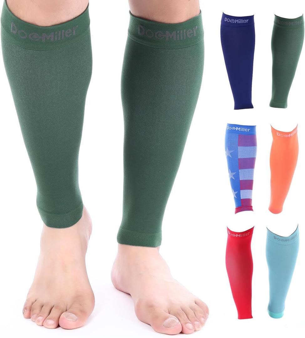 Doc Miller Compression Calf Sleeve for Men & Women  20-30mmHg Graduated Support for Running, Shin Splints, Calf Strain  Knee High, Small to 6XL Plus Size (3X-Large, Dark Green)