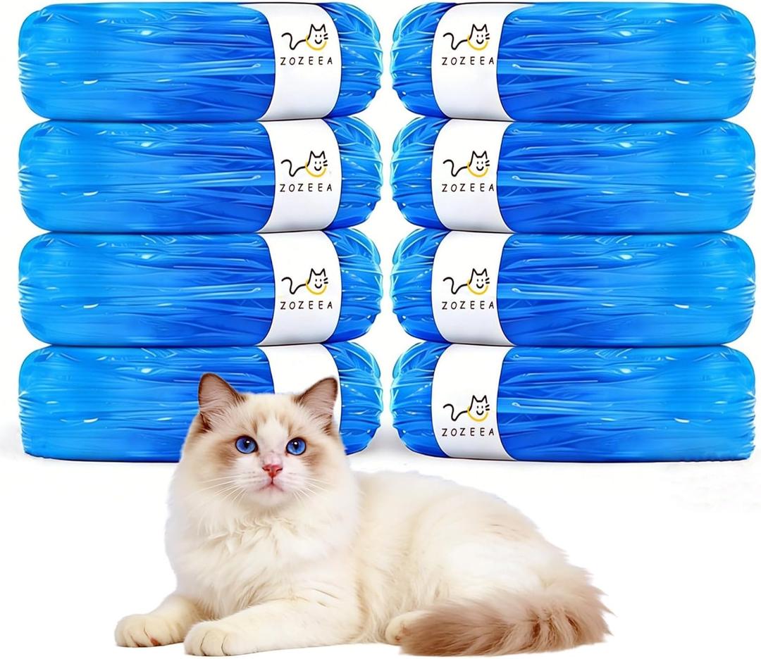 26.2 FT Cat Litter Refill Bags Compatible with Litter Genie Plus/Standard/Style/Pet Pail, Extra 80% Length 32 Months Use Time, Super Odor Control Litter Refills, 8 Pack (Cartridge NOT Included)