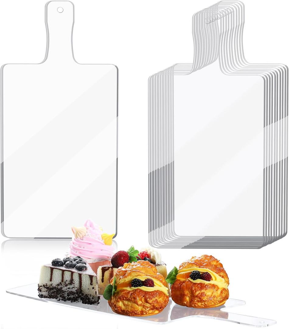 10 Set Acrylic Cutting Boards for Kitchen Clear Cutting Boards with Handle and Anti Slip Silicone Feet for Counter Countertop Protector Home Restaurant Party Supplies 