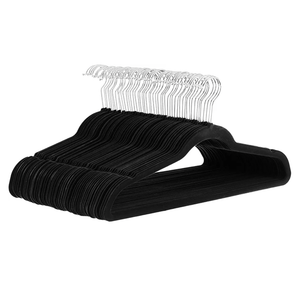 Basics Slim Velvet NonSlip Space Saving Suit Clothes Hangers for Closet Organization, Black/Silver, 30Pack