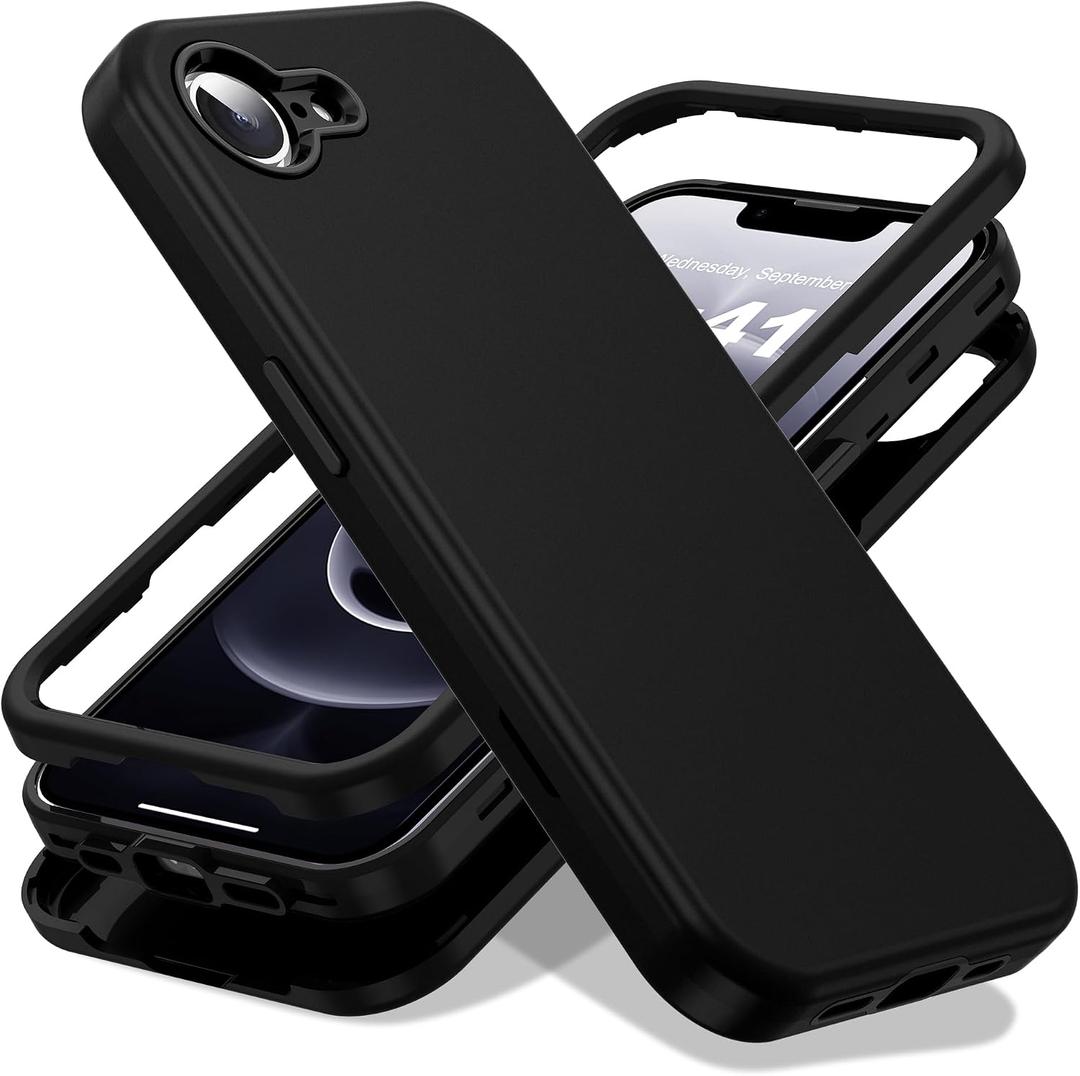 Designed for iPhone 16E Case 6.1'' with [Military Drop Protection][Compatible with Mag-Safe] Shockproof 16E Phone Case for Men Wowen,Black
