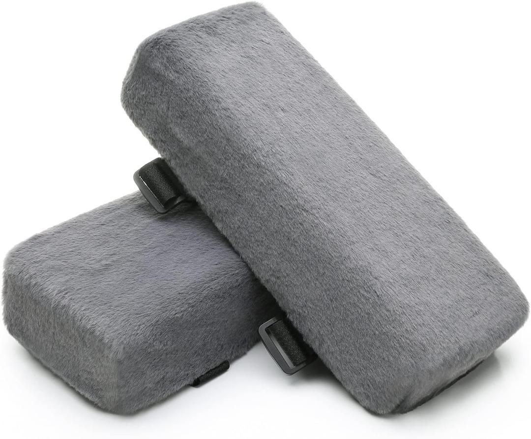 Plush Dark Gray Office Chair Gaming Chair Armrest Cushions Elbow Pillow Pressure Relief 2-Piece Set of Chair