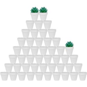 vensovo 48 Pcs 2" Tiny Ceramic Plant Pots with Drainage Hole - White Small Mini Ceramic Pottery Planter Ideal for Indoor/Outdoor Plants, Crafts, Wedding Favors