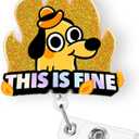 This is Fine Dog Badge Reel Retractable, Funny Badge Reel for Nurse Nursing Student RN MA CNA LPN Medical Worker & Office Staff, This is Fine Badge Holder with Alligator Clip & 24 Durable Nylon Cord