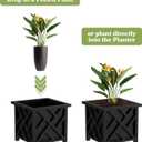Lattice Design Planter Box 2-Pack 14.75-Inch Decorative Outdoor Flower or Plant Pots Front Porch, Patio, and Garden Decor by Pure Garden (Black)