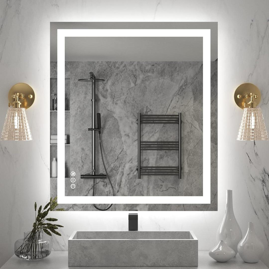 Amorho LED Bathroom Mirror 36''x32'' with Front Light and Backlit, Stepless Dimmable Wall Mirrors with Anti-Fog, Shatter-Proof, Memory, 3 Colors, Double LED Vanity Mirror (Horizontal/Vertical) Amorho LED Bathroom Mirror 36''x32'' with Front Light and Backlit, Stepless Dimmable Wall Mirrors with Anti-Fog, Shatter-Proof, Memory, 3 Colors, Double LED Vanity Mirror (Horizontal/Vertical)