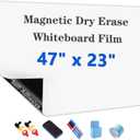 Magnetic Dry Erase Whiteboard Paper with Adhesive, 47" x 23" White Board Film for Wall, Easy to Write and Clean Dry Erase Board for Office, Classroom, Home, Include Marker, Magnetic Eraser and Magnets