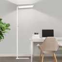 80" LED Floor Lamp Modern, 7500LM Dimmable Eye-Care Tall Reading Light, 100W Full Spectrum Dual Light Source Standing Piano Lamp 4000K Bright Lighting for Office, Home - White