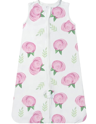 TotAha Toddler Sleep Sack 2T-4T for Girl, 0.5 TOG Summer Light Sleeping Sacks, Soft Wearable Blanket Baby Sleep Bag with 2-way Zipper, GreenLeaf (Buds)