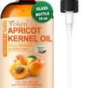 Yoken Cold Pressed Apricot Kernel Oil 16 fl oz Glass Bottle - Single Ingredient 100% Pure and Natural Apricot Oil, Lightweight Carrier & Massage Oil for Skin & Hair, Unscented & Hexane Free