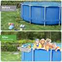 Upgrade Poolside Storage Basket, Swimming Pool Storage Basket with Pool Cup Holder Above Ground Pool Accessories , Adjustable Width Pool Side Storage Bin to Organize Cup Towel, Fits 3" Rails (2pack)