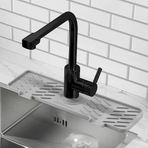 Meiliweser Silicone Faucet Splash Guard Gen 3-10 Large Slope & Adaptable Hole Faucet Handle Drip Catcher Tray - 14 x 5.5 Kitchen Sink Accessories for Kitchen, Bathroom(Gray)