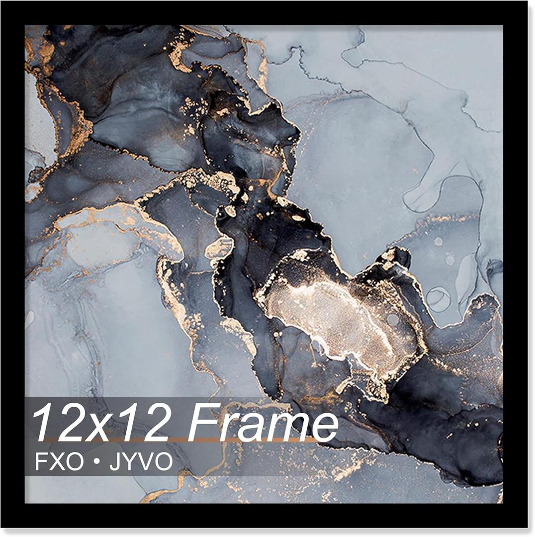 12x12 Frame, Black Picture Frame for 12 x 12 Square Picture Poster Photo, Light Weight and High Transparent 12 by 12 Frame for Wall - 1 Pack/Black/12 x12