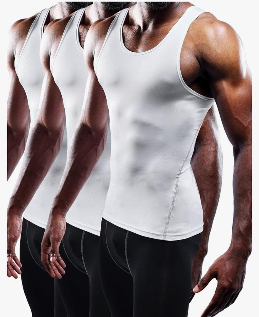 NELEUS Men's 3 Pack Athletic Compression Under Base Layer Sport Tank Top XL