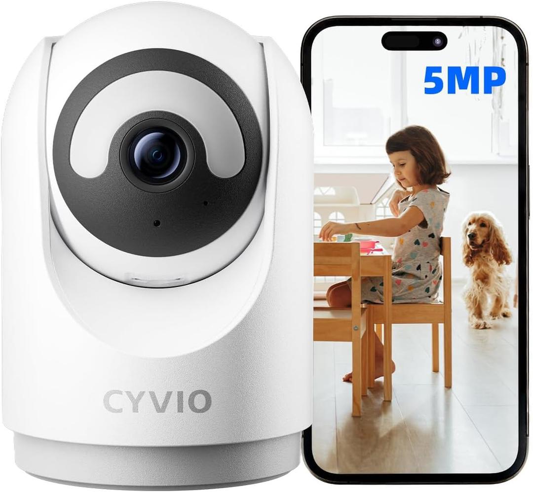Indoor WiFi Camera, Plug-in Security Camera with Wireless Connection, 5MP 3K Video, Pan/Tilt, 2-Way Audio, AI Motion Detection, No Subscription, for Home, Baby & Pet