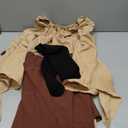 Jadive 5 Pcs Women Elf Renaissance Medieval Dress Traditional Irish Fairy Viking Costume Elf Ear for Halloween Cosplay (X-Large, Brown, Khaki)