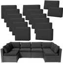 FKSLIFE 6Pieces Patio Cushion Covers Replacement Outdoor Couch Cushions Covers Splashproof Sofa Slipcovers Set with Zippers,Patio Furniture Protector Cover Only(Black,25×25×3.15 inches)