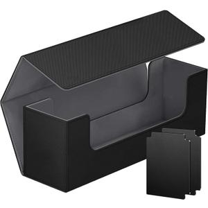 Homthy Card Deck Case for Trading Cards, Leather Magnetic Closure Commander Card Storage Box Holding 600+ Sleeved Cards Fit for MTG TCG and Sport Cards