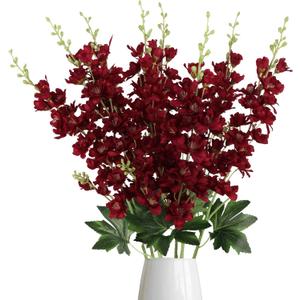 Delphinium Artificial Flowers,8PCS Silk Larkspur Flowers 33.5'' Long Stem Burgundy Flowers for Tall Vase Home Wedding Garden Table Decor(Burgundy)