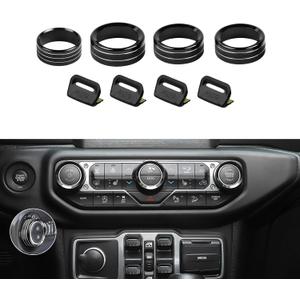 JeCar JL Switch Button Covers Window Control Air Conditioner Headlight Volume Radio Knob Trims Interior Accessories Compatible with Jeep Wrangler JL JLU 2018-2026 & Gladiator JT 2020-2026, Black