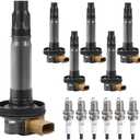 Ignition Coil Pack Spark Plugs Replacement for 3.5 V6 Turbo 2011 2012 2013 2014 2015 2016 2017 Ford F150 Ecoboost Expedition Explorer Flex Taurus Transit, Lincoln MKS MKT Navigator, UF646, Set of 6