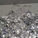 GUANYY Sequin Tops for Women Sparkly Strappy Tank Tops Sexy V Neck Top Concert Outfits Party Disco Club Night, X-Large