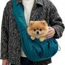 Dog Carrier Sling, Puppy Carrying Backpack Pet Purse with Storage Pockets, Multiple Safety Features Dogs and Cats Harness, Adjustable Shoulder Strap, Suitable for Under 17 lbs (Blue)