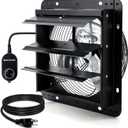 10 Inch Shutter Exhaust Fan for Greenhouse, Shed, Garage, Barn, Chicken Coop Ventilation, Wall Mount Attic Fan with Speed Controller and Power Cord, 820 CFM, Black