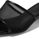 Coutgo Women's Square Open Toe Chunky Heel Slide Sandals, 9