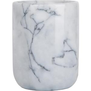 Toothbrush Holder,Handmade Marble Toothbrush Cup,Stone Toothbrush Organizer for Pen Holder,Makeup Brush Cup,Razor Holder,SPA Collection Tumbler First Choice for Home and Hotel (White)