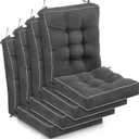 Juexica 4 Sets Outdoor Patio Cushions High Back Outdoor Chair Cushions Rocking Cushion Waterproof Indoor Patio Fastness Chair Pads with Ties for Seasonal Indoor Home Office (Dark Gray,16 x 16 x 3.5)
