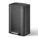 EKO Madison Matte Black Stainless Steel 13.2 Gal/50L Kitchen Step Trash Can or Recycling Bin, Removable Inner Liner, Soft Close Lid, Fingerprint Resistant Finish