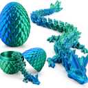 JOYIN 3D Printed Dragon Egg with 12" Laser Blue-Green Dragon Inside, Magic Articulated Toys, Cool 3D Fidget Toy, Easter Stuffers Party Favors for Boys Teen Girls, Classroom Prize Supplies Gifts