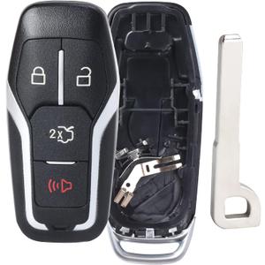 Remote Key Fob Case Shell Cover for Ford Edge/Explorer/Fusion/Mustang for Lincoln MKC/MKX(FCC ID:M3N-A2C31243300 P/N:164-R8108) 4 Buttons,Just A Key Shell Black
