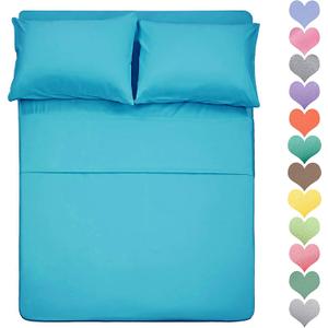 Best Season Queen Size Sheet Set 3 Piece 400 Thread Count Cotton (Turquoise Color) - 100% Long Staple Cotton Sheets Set, Soft Cotton Bed Sheets Sets with Deep Pocket fit Up to 16inch