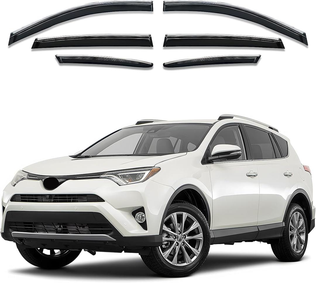 Rain Guards Window Visors for Toyota RAV4 2013-2018 6Pcs Chrome
