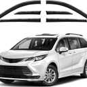 Shatterproof Out-Channel Window Deflectors for Toyota Sienna 2021-2026, Rain Guards Window Visors for Cars Vent Deflector Car Accessories for Sienna 21-26 6-PCS Chrome