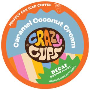 Crazy Cups Decaf Flavored Coffee Pods, Decaffeinated Coconut Caramelicious Flavored Coffee, Single Serve Hot or Iced Medium Roast Coffee for Keurig K Cups Machines, 22 Count