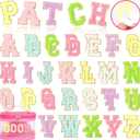 Chenille Letters Self Adhesive Patches: KINGSOW 52PCS Self-Adhesive Varsity Iron on Letter Patches Stick on Embroidered Patch for Clothing