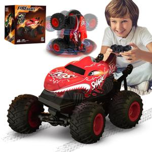 Gohero Remote Control Monster Truck Toys, 1:20 Scale RC Shark Monster Trucks with Light & Music, 2.4Ghz Remote Control Car Boys 4-7 & 8-12, Remote Control Truck with 360 Spin Walk Upright & Drift