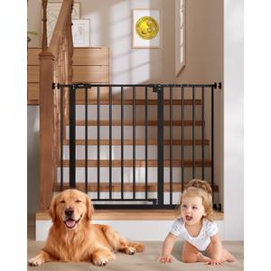 InnoTruth 29.540.75" Baby Gate for Stairs, 30" Tall Dog Gates for Doorways & Hallways, Safety Gate for Kids & Pets, Pressure-Mounted Walk-Through with Dual Lock & 2-Way Swing, Black
