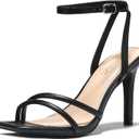 LULLASONG Women's Heels Strappy Ankle Strap High Heels 3.5 Inch Heeled Square Open Toe Sandals for Women (Black, 6.5)