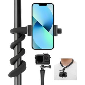 Taisioner Flex Mount Stroller Phone Holder Selfie Stick Gooseneck for Treadmill Bike Shopping Cart Boat Smartphone Suitable with GoPro Hero 12/11/10/9/8/7/6/5/4 AKASO Insta360