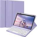 FINTIE Keyboard Case for iPad Air 11-inch M3 (2025) / M2 (2024), iPad Air 5th (2022) / 4th Generation 10.9 Inch - Soft TPU Cover w/Magnetically Detachable Bluetooth Keyboard, Lilac Purple